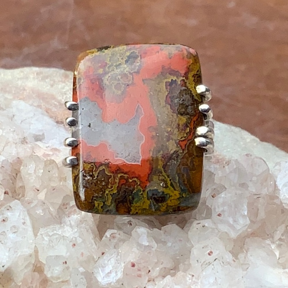 SEAM AGATE 925 STERLING SILVER RING, SIZE 6